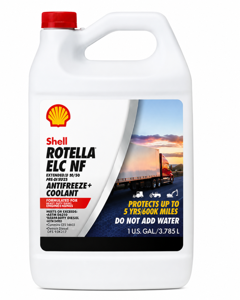 Envase de Shell Rotella ELC NF, refrigerante de larga duración